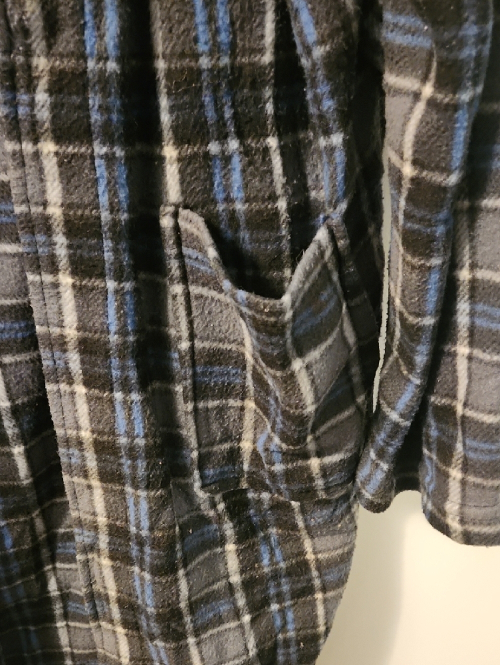 Vintage Plaid Open-Front Robe - Blue & Gray - Picture 4 of 5